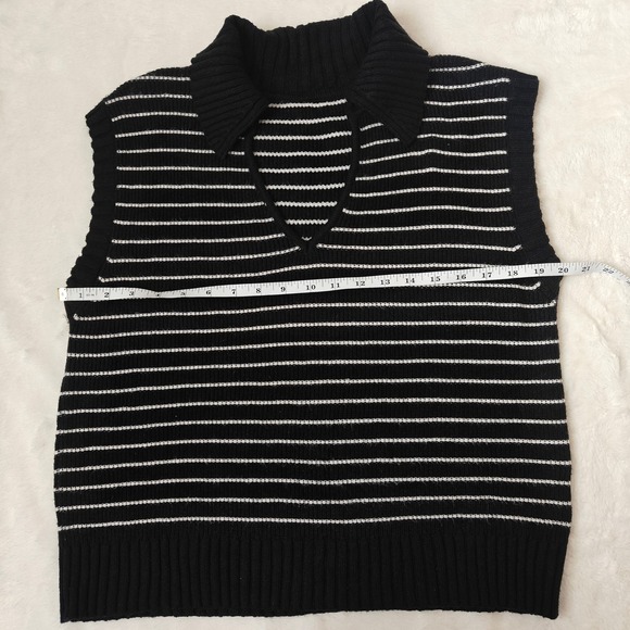 Black and White Striped Women's Vest - Picture 3 of 5